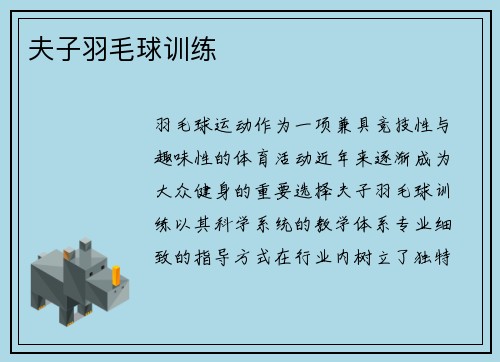 夫子羽毛球训练